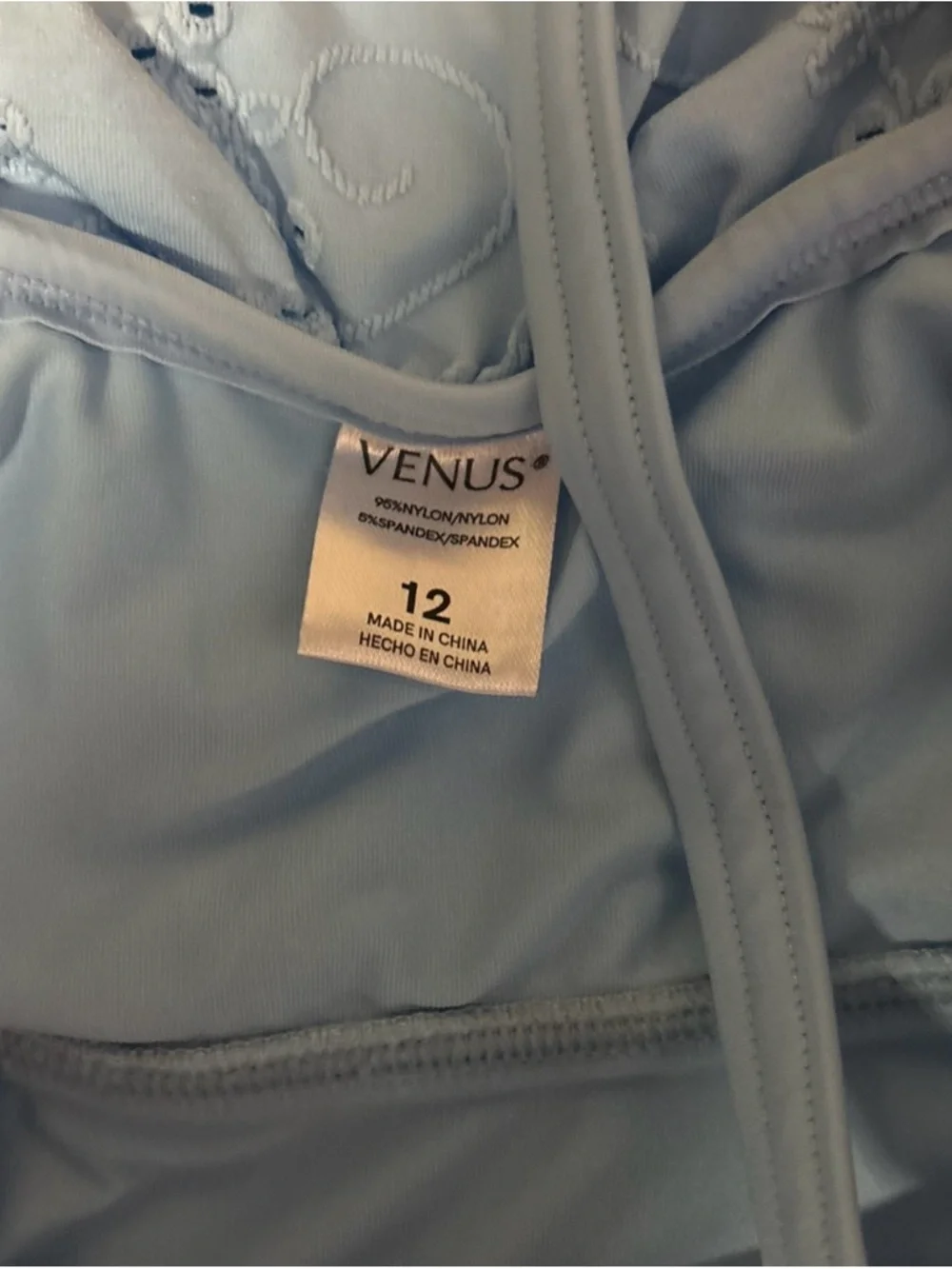New VENUS Baby Blue Eyelet Off-Shoulder Women’s One-Piece Swimsuit